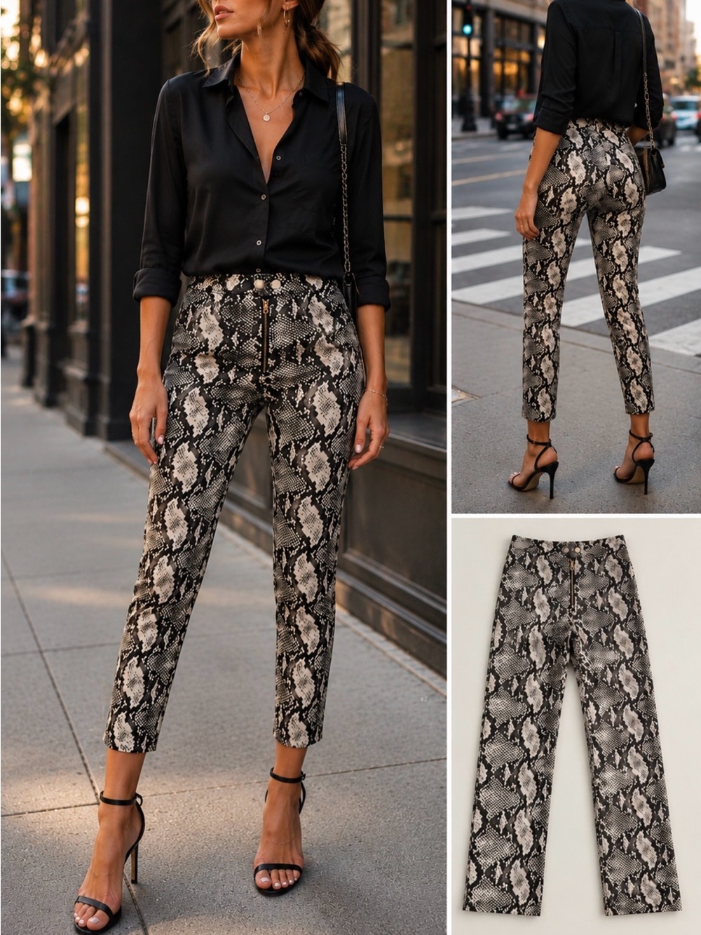 Urban Outfitters Maia Soft Faux Leather High Waist Snakeskin Print Pants Sz 0💛
